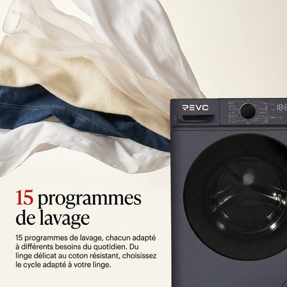 Lave-Linge Hublot REVO Nova 7 – Machine à Laver 7 kg – Classe A – 1200 tr/min – 15 Programmes & Vapeur.