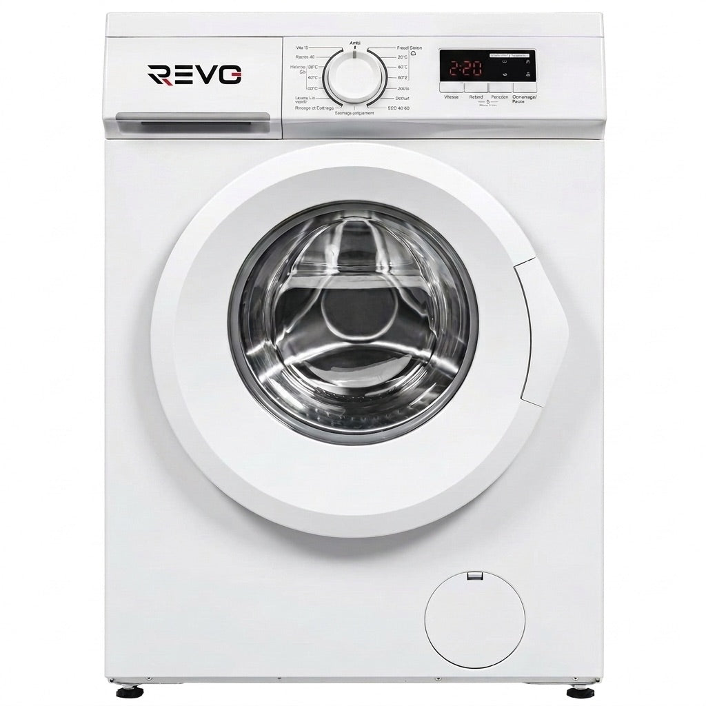 Lave-Linge Hublot REVO Élégance 8 – Machine à Laver 8 kg – Classe A – 1400 tr/min – 15 Programmes, Vapeur & Format Slim