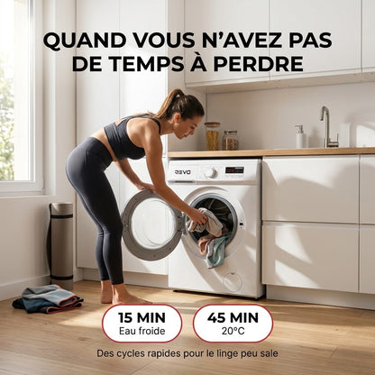 Lave-Linge Hublot REVO Élégance 8 – Machine à Laver 8 kg – Classe A – 1400 tr/min – 15 Programmes, Vapeur & Format Slim