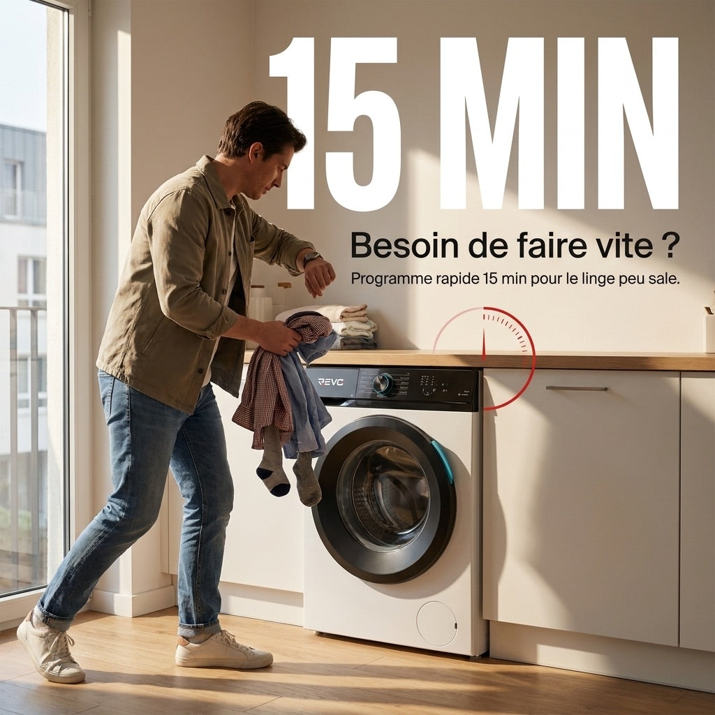Lave-Linge Hublot REVO Pureva 8 – Machine à Laver 8 kg – Classe A – 1200 tr/min – 11 Programmes – Vapeur & Moteur Inverter
