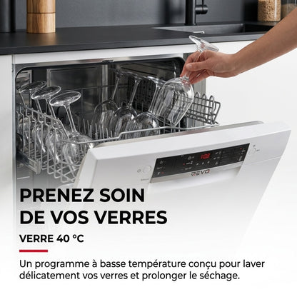 Lave-Vaisselle REVO Clario – 60 cm – 6 Programmes – Séchage Extra – 48 dB – Panier Réglable 3 Niveaux