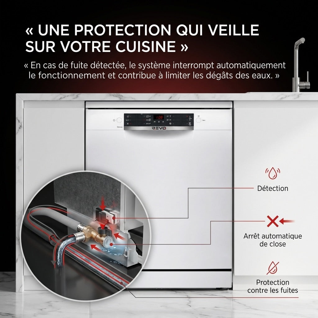 Lave-Vaisselle REVO Clario – 60 cm – 6 Programmes – Séchage Extra – 48 dB – Panier Réglable 3 Niveaux