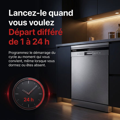 Lave-Vaisselle Pose Libre REVO Altis 14 – 14 Couverts – 44 dB – 8 Programmes – Ouverture Automatique – Inox