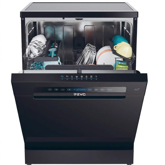 Lave-Vaisselle Pose Libre REVO Novera 15 – 15 Couverts – Classe C – 46 dB – 8 Programmes – Ouverture Automatique – Connecté – Noir