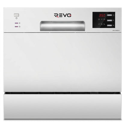 Lave-Vaisselle Compact REVO Compacta 6 – 6 Couverts – 6 Programmes – 47 dB – Cycle Rapide 30 min – Blanc