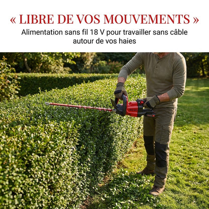 Taille-Haie Sans Fil REVO Stratos 60 – 18 V – Lame 60 cm – Moteur Sans Charbon – 4 400 cps/min – Espacement 35 mm