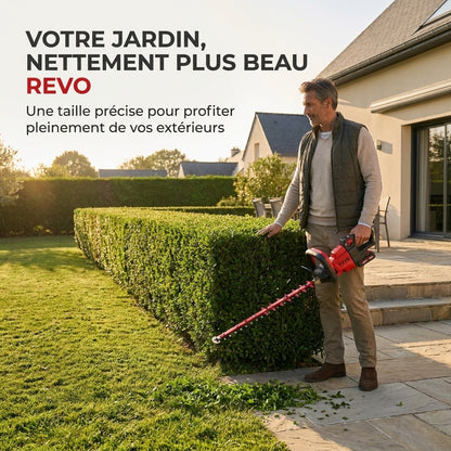Taille-Haie Sans Fil REVO Stratos 60 – 18 V – Lame 60 cm – Moteur Sans Charbon – 4 400 cps/min – Espacement 35 mm
