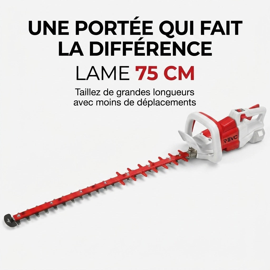 Taille-Haie Sans Fil REVO Altis 75 – 18 V – Lame 75 cm – 3 Vitesses – 4 400 cps/min – Espacement 35 mm