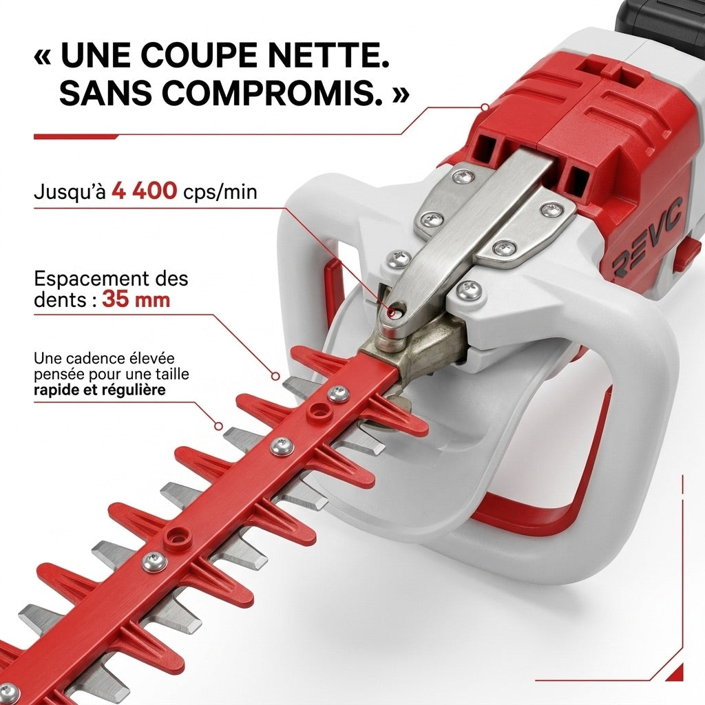 Taille-Haie Sans Fil REVO Altis 75 – 18 V – Lame 75 cm – 3 Vitesses – 4 400 cps/min – Espacement 35 mm
