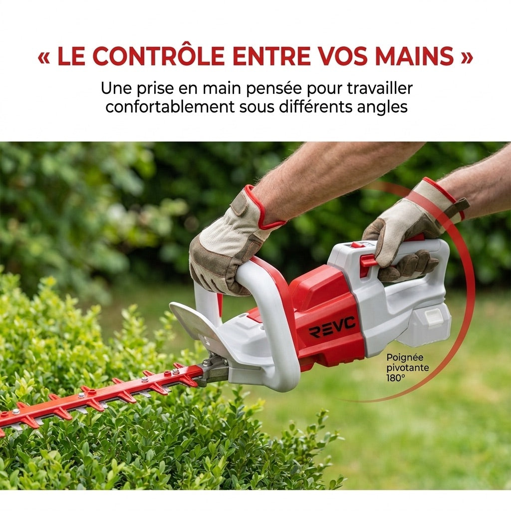 Taille-Haie Sans Fil REVO Altis 75 – 18 V – Lame 75 cm – 3 Vitesses – 4 400 cps/min – Espacement 35 mm