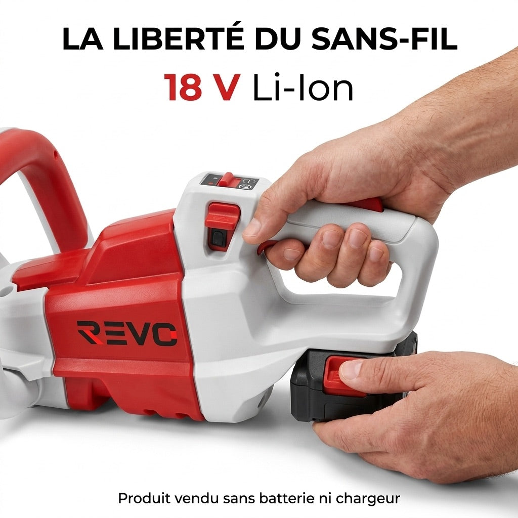 Taille-Haie Sans Fil REVO Altis 75 – 18 V – Lame 75 cm – 3 Vitesses – 4 400 cps/min – Espacement 35 mm