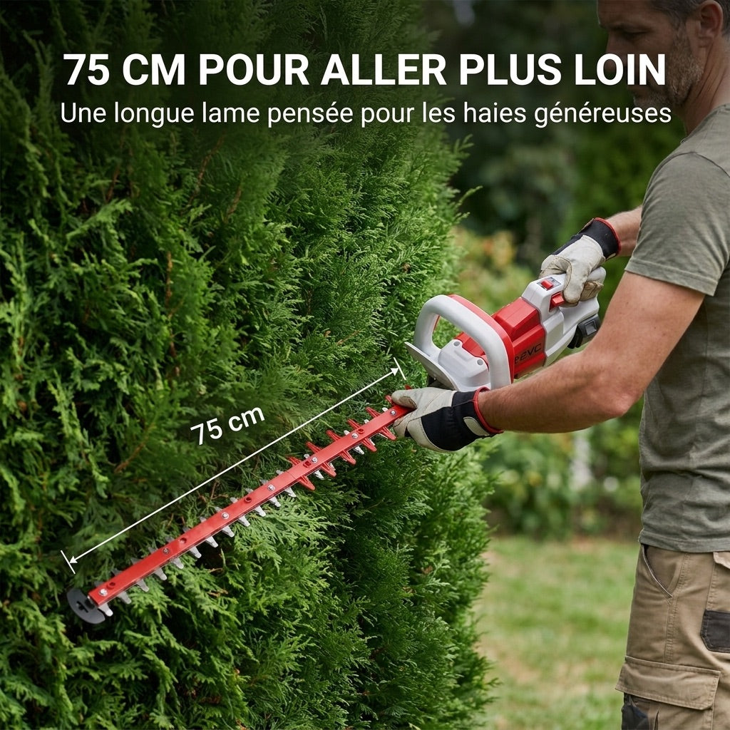 Taille-Haie Sans Fil REVO Altis 75 – 18 V – Lame 75 cm – 3 Vitesses – 4 400 cps/min – Espacement 35 mm