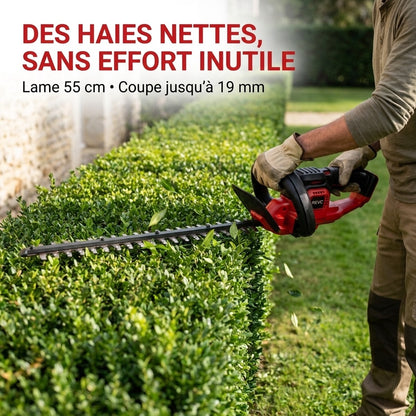 Taille-Haie Sans Fil REVO Silex 55 – 18 V – Lame 55 cm – Coupe jusqu’à 19 mm – Autonomie jusqu’à 75 min