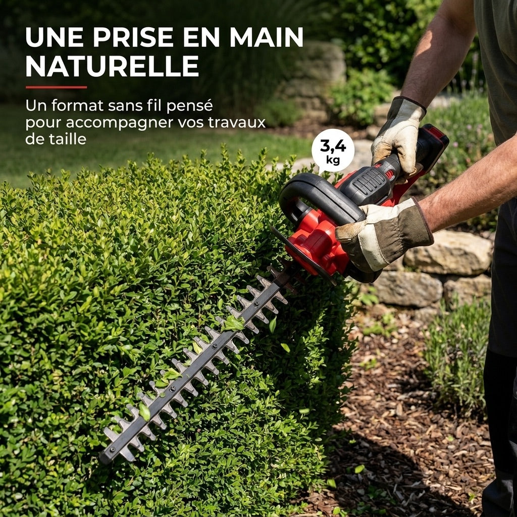Taille-Haie Sans Fil REVO Silex 55 – 18 V – Lame 55 cm – Coupe jusqu’à 19 mm – Autonomie jusqu’à 75 min