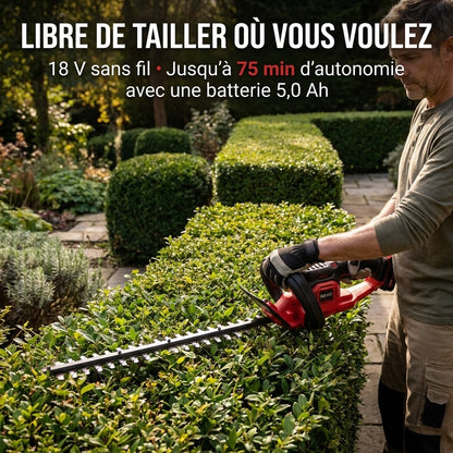 Taille-Haie Sans Fil REVO Silex 55 – 18 V – Lame 55 cm – Coupe jusqu’à 19 mm – Autonomie jusqu’à 75 min