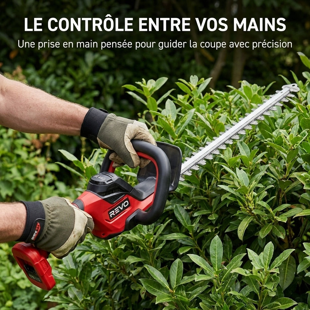 Taille-Haie Sans Fil REVO Ardent 55 – 18 V – Lame 55 cm – Écartement 24 mm – Batterie 2,0 Ah & Chargeur Inclus