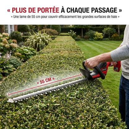 Taille-Haie Sans Fil REVO Ardent 55 – 18 V – Lame 55 cm – Écartement 24 mm – Batterie 2,0 Ah & Chargeur Inclus