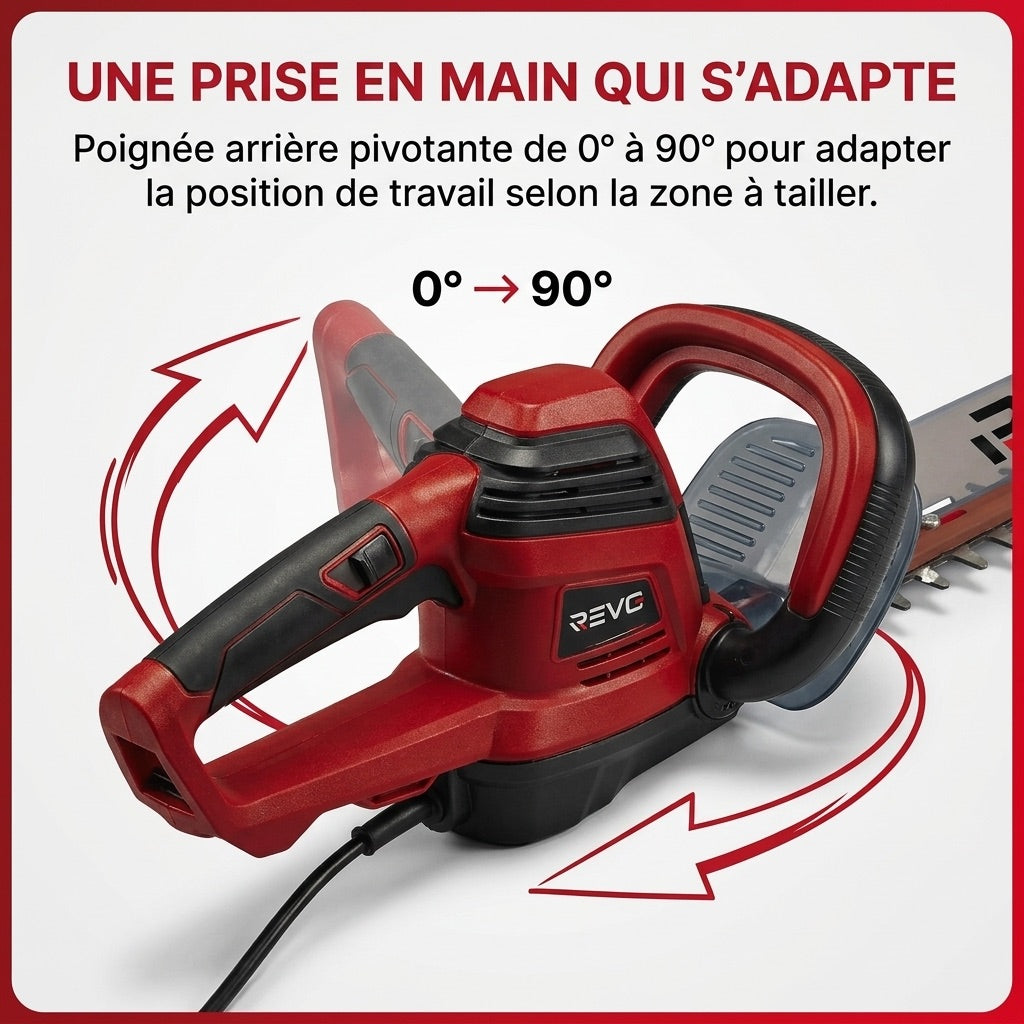 Taille-Haie Électrique REVO Blade 67 – 700 W – Lame 71 cm – Coupe 67 cm – Écartement 30 mm – Poignée Pivotante