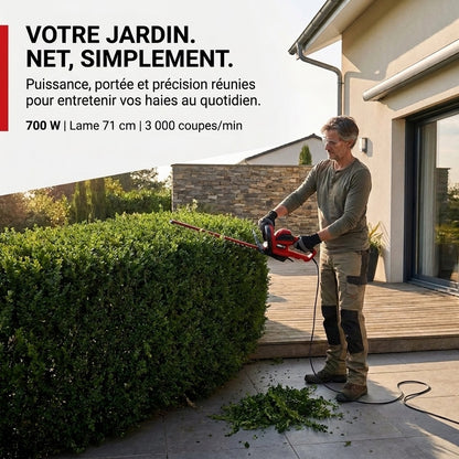 Taille-Haie Électrique REVO Blade 67 – 700 W – Lame 71 cm – Coupe 67 cm – Écartement 30 mm – Poignée Pivotante