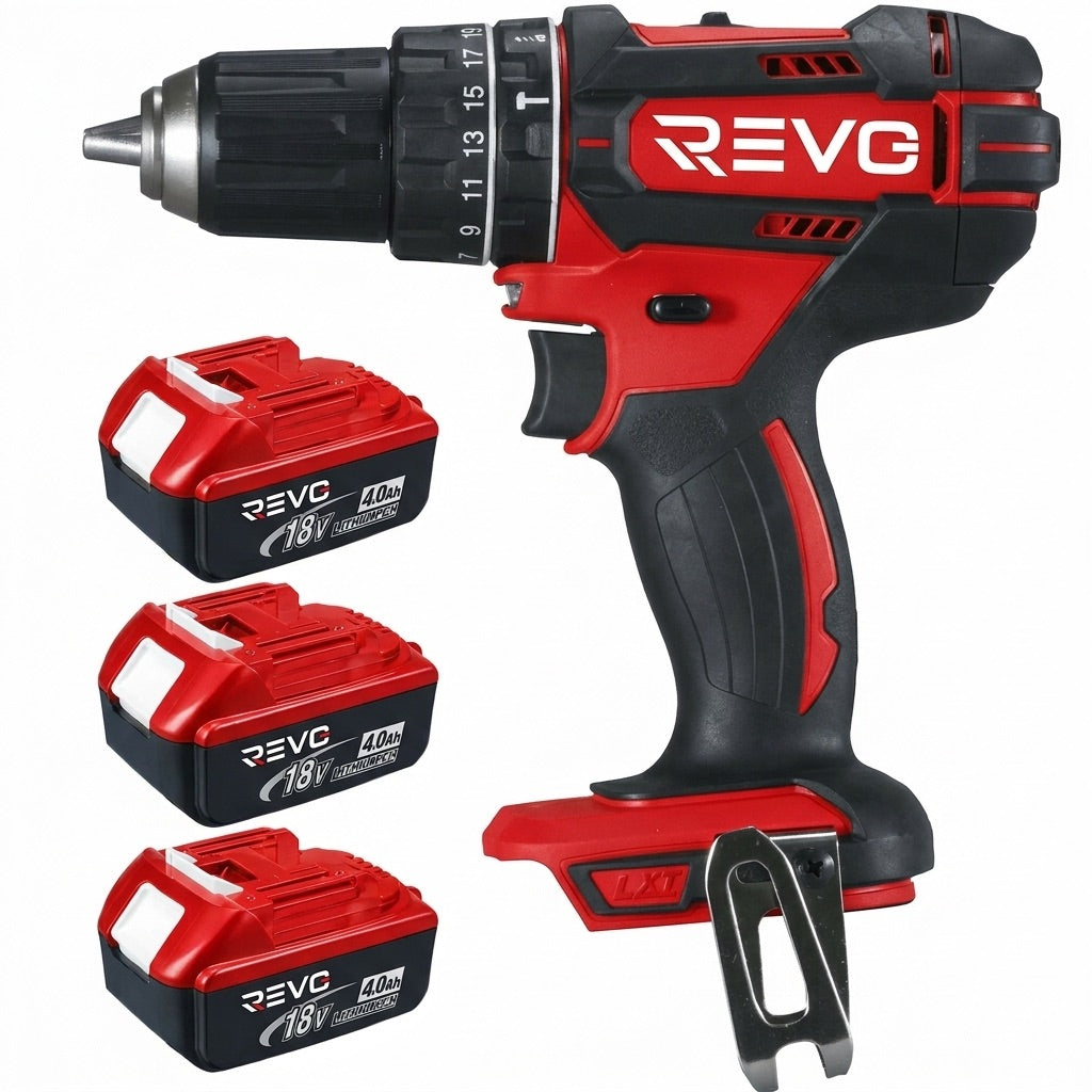Perceuse à Percussion Sans Fil REVO Torq 62 – 18 V – 62 Nm – 3 Batteries 4,0 Ah – 2 Vitesses
