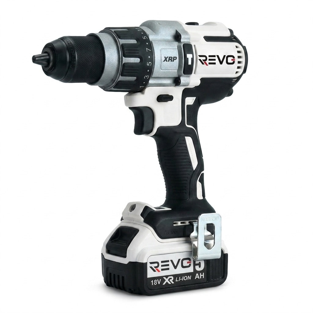 Perceuse-Visseuse à Percussion Sans Fil REVO Raptor 95 – 18 V – 95 Nm – 2 Batteries 5 Ah – Brushless – 3 Vitesses – Mandrin 13 mm – Coffret Inclus