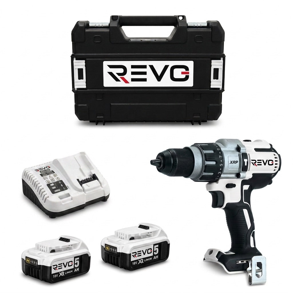 Perceuse-Visseuse à Percussion Sans Fil REVO Raptor 95 – 18 V – 95 Nm – 2 Batteries 5 Ah – Brushless – 3 Vitesses – Mandrin 13 mm – Coffret Inclus