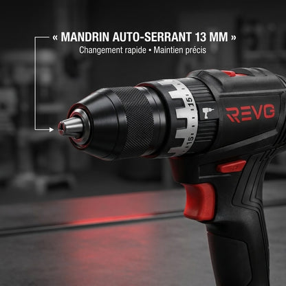 Perceuse-Visseuse à Percussion Sans Fil REVO Core 45 – 18 V – 45 Nm – Brushless – 2 Batteries 3,0 Ah – Mandrin 13 mm – Coffret Inclus
