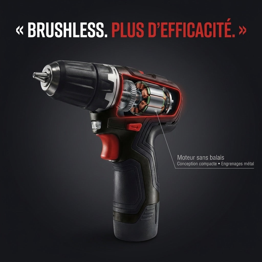 Perceuse-Visseuse Sans Fil REVO Pivot 35 – 12 V – 35 Nm – Brushless – 4 Accessoires Interchangeables – Mandrin 10 mm – Coffret Inclus