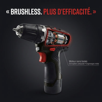 Perceuse-Visseuse Sans Fil REVO Pivot 35 – 12 V – 35 Nm – Brushless – 4 Accessoires Interchangeables – Mandrin 10 mm – Coffret Inclus