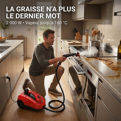 Nettoyeur Vapeur REVO Vaporis 2000 – 2 000 W – Vapeur jusqu’à 160 °C – 26 Accessoires – Débit Réglable – Câble 5 m