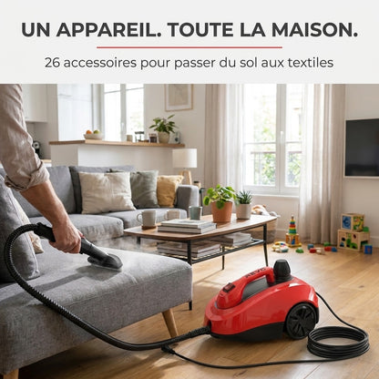Nettoyeur Vapeur REVO Vaporis 2000 – 2 000 W – Vapeur jusqu’à 160 °C – 26 Accessoires – Débit Réglable – Câble 5 m
