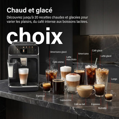 Machine à Café à Grains REVO Prestigio – Expresso Broyeur Automatique 1 500 W – 20 Boissons Chaudes & Glacées – Carafe à Lait – 4 Profils – 1,8 L