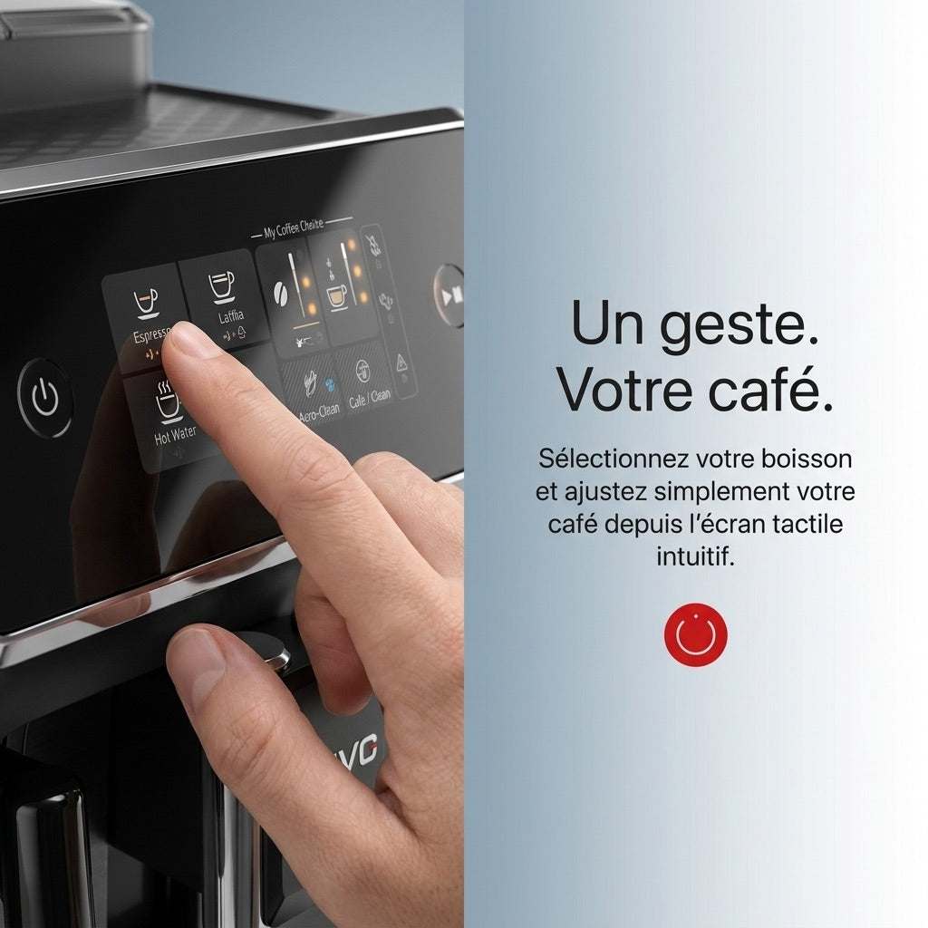 Machine à Café à Grains REVO Crema – Expresso Broyeur Automatique 1 500 W – 2 Cafés – Écran Tactile – Mousseur à Lait – 1,8 L