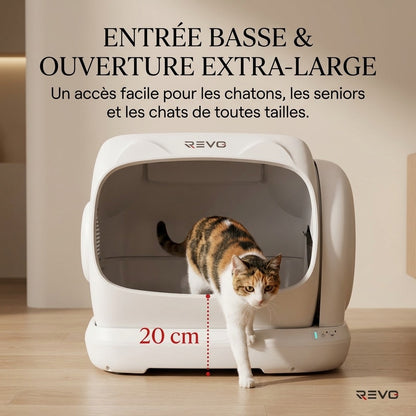 Litière Autonettoyante pour Chats REVO Felixa 106 – 106 L – Contrôle par Application – Jusqu’à 15 kg