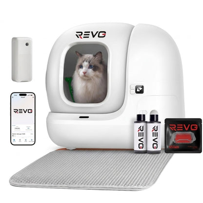 Litière Autonettoyante pour Chats REVO Elyra 76 – Capacité 76 + 7 L – Application Wi‑Fi – Triple Désodorisation – Sécurité Multicapteurs