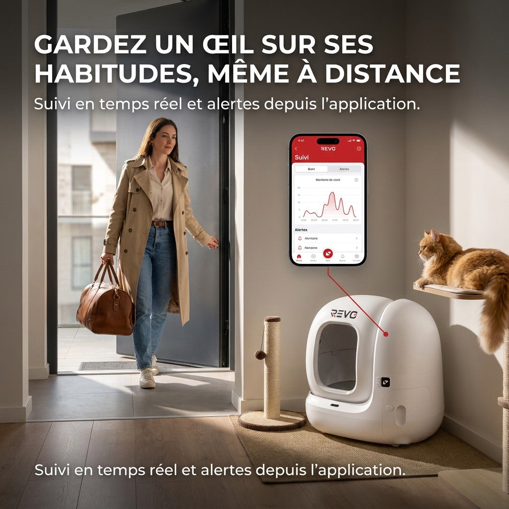 Litière Autonettoyante pour Chats REVO Elyra 76 – Capacité 76 + 7 L – Application Wi‑Fi – Triple Désodorisation – Sécurité Multicapteurs
