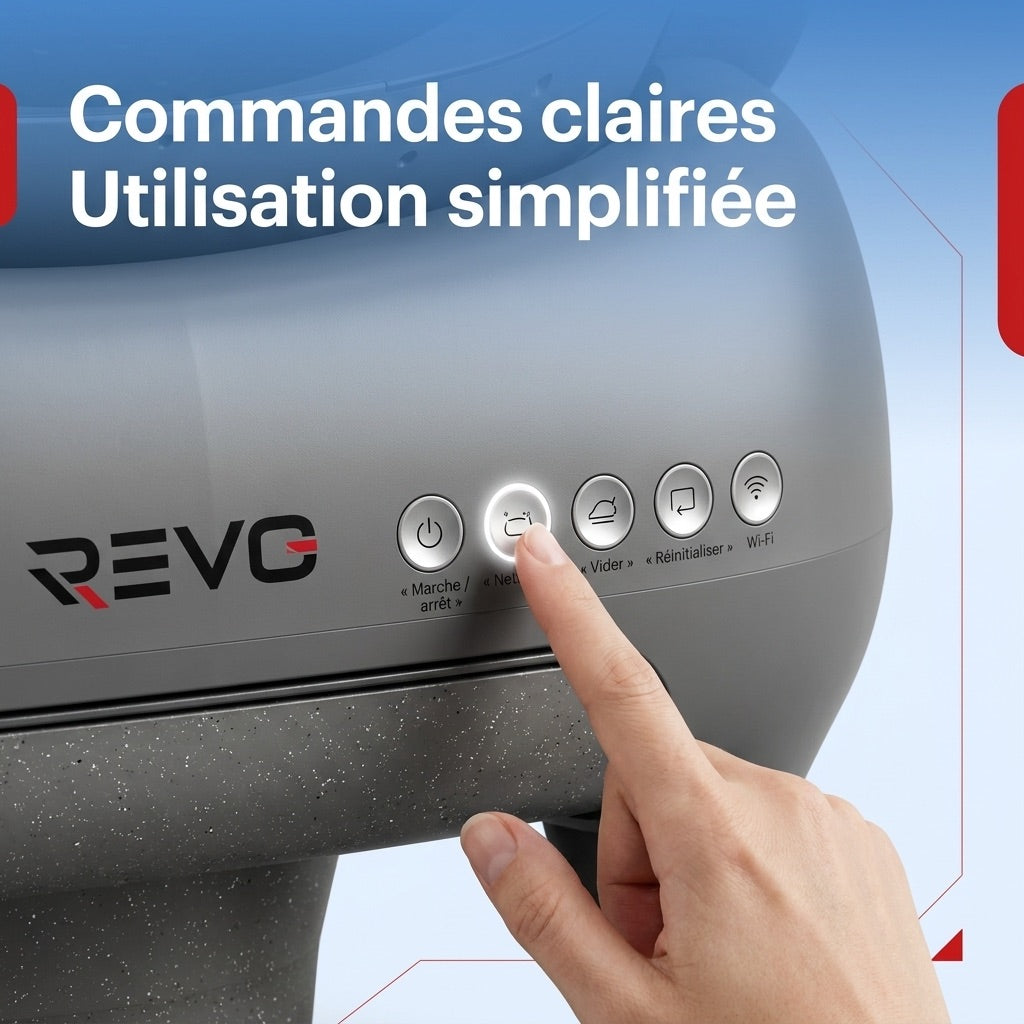 Litière Autonettoyante pour Chats REVO Serenis 14 – Conception Ouverte, Bac à Déchets 11,23 L, Application Wi‑Fi & 9 Capteurs de Sécurité