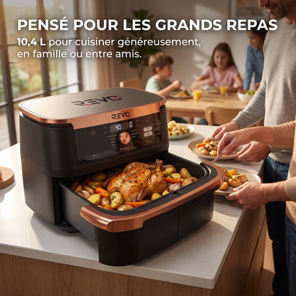 Air Fryer REVO Majora 10 – 10,4 L – 2 Zones de Cuisson – 7 Fonctions – 2 470 W – 240 °C
