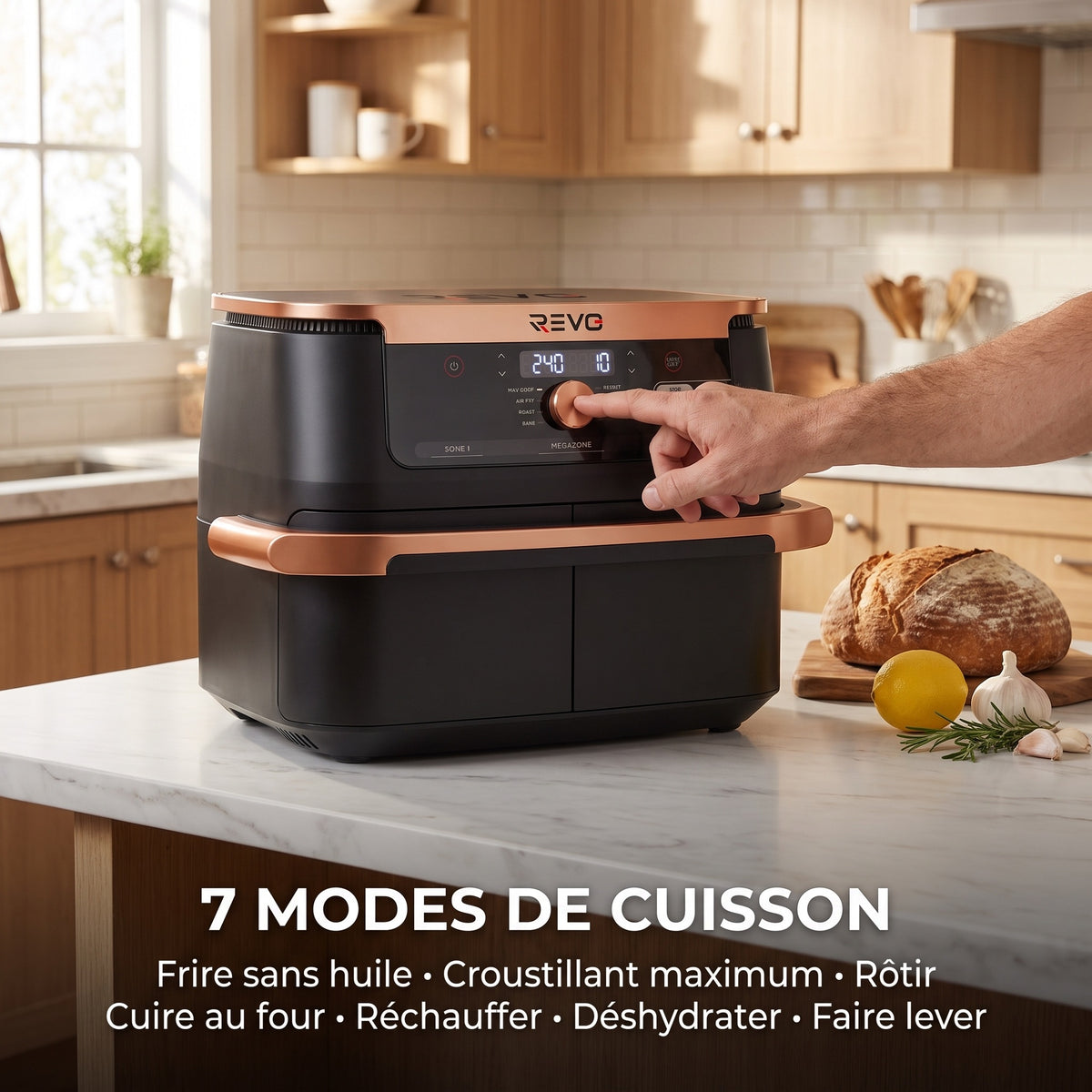 Air Fryer REVO Majora 10 – 10,4 L – 2 Zones de Cuisson – 7 Fonctions – 2 470 W – 240 °C