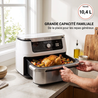 Air Fryer REVO Astoria 10 – 10,4 L – 2 Zones de Cuisson – 7 Modes – 2 470 W