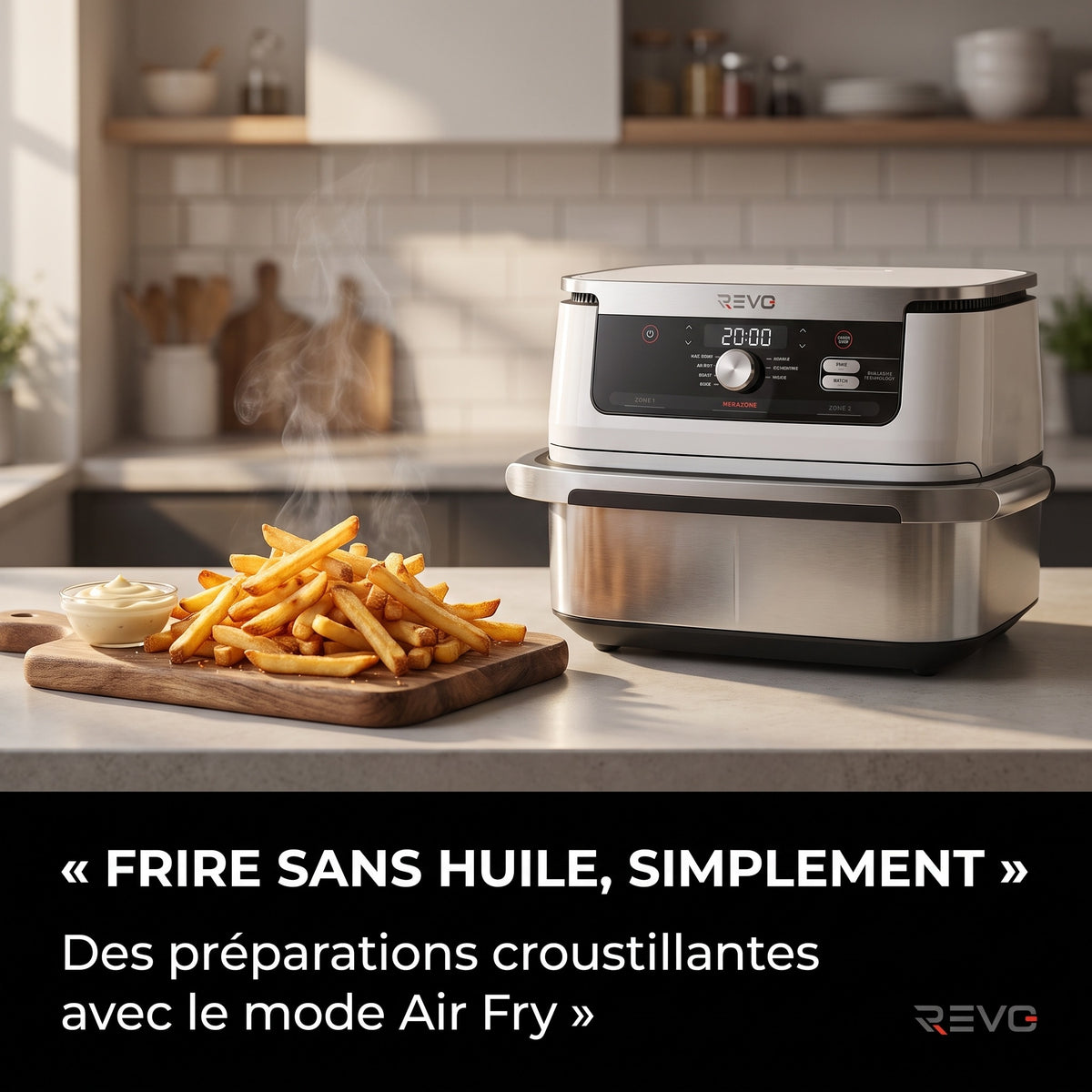 Air Fryer REVO Astoria 10 – 10,4 L – 2 Zones de Cuisson – 7 Modes – 2 470 W