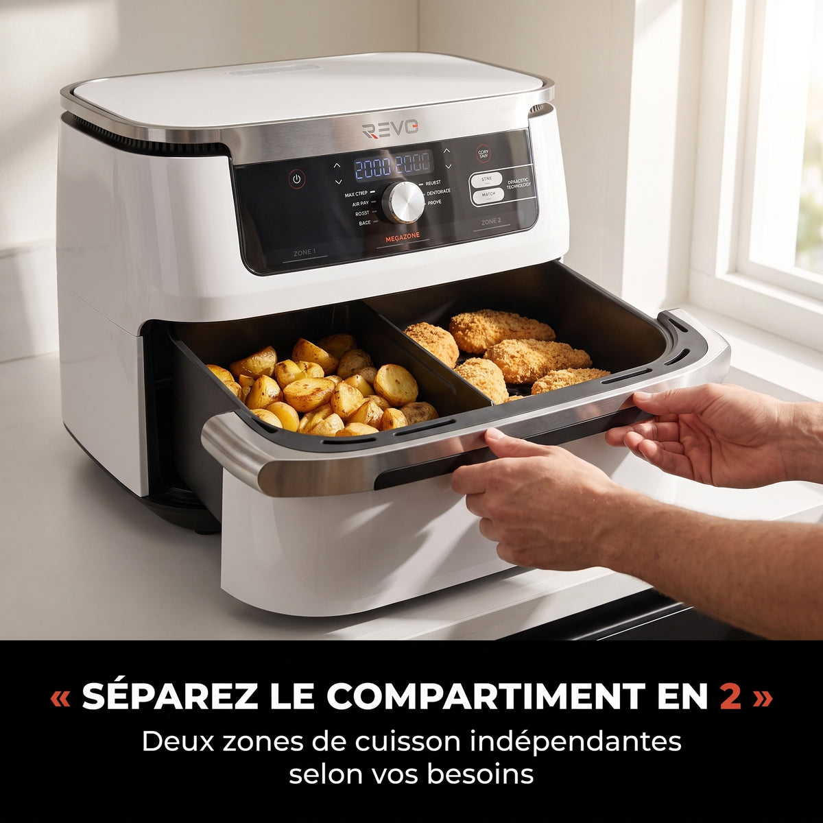 Air Fryer REVO Astoria 10 – 10,4 L – 2 Zones de Cuisson – 7 Modes – 2 470 W