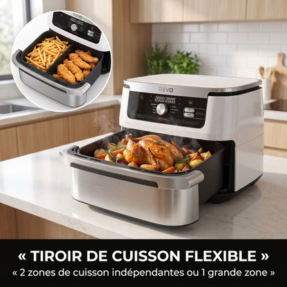 Air Fryer REVO Astoria 10 – 10,4 L – 2 Zones de Cuisson – 7 Modes – 2 470 W