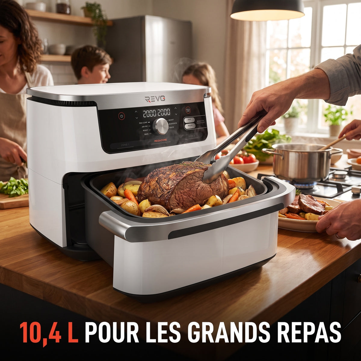 Air Fryer REVO Astoria 10 – 10,4 L – 2 Zones de Cuisson – 7 Modes – 2 470 W