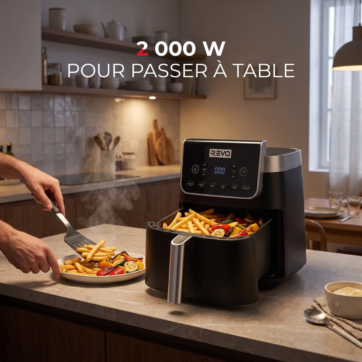 Air Fryer REVO Crispéo 6 – 2 000 W – Capacité 6,2 L – 6 Fonctions de Cuisson – Température Réglable jusqu’à 180 °C