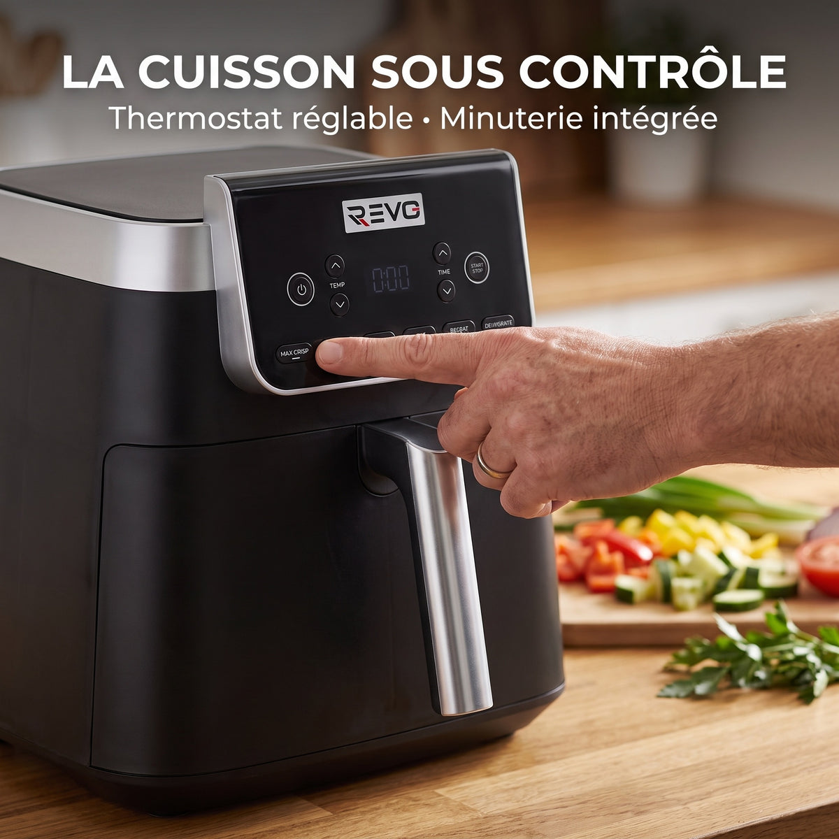 Air Fryer REVO Crispéo 6 – 2 000 W – Capacité 6,2 L – 6 Fonctions de Cuisson – Température Réglable jusqu’à 180 °C