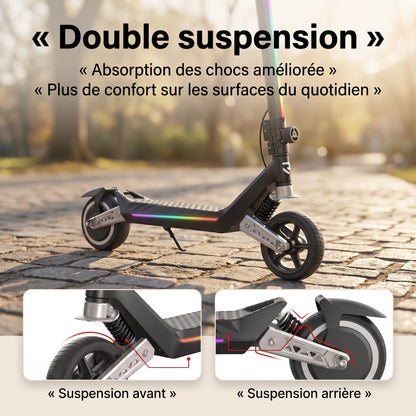 Trottinette Électrique Enfant REVO MiniPulse 16 – 6 à 12 Ans – 5/10/16 km/h – Autonomie 9 km – Double Suspension – Bluetooth & LED