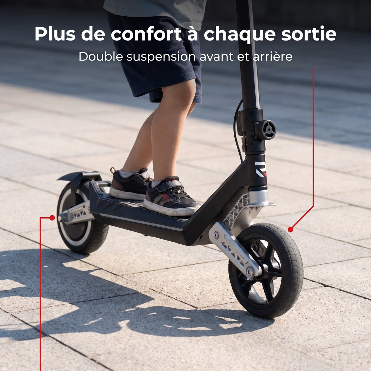 Trottinette Électrique Enfant REVO MiniPulse 16 – 6 à 12 Ans – 5/10/16 km/h – Autonomie 9 km – Double Suspension – Bluetooth & LED