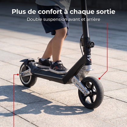Trottinette Électrique Enfant REVO MiniPulse 16 – 6 à 12 Ans – 5/10/16 km/h – Autonomie 9 km – Double Suspension – Bluetooth & LED