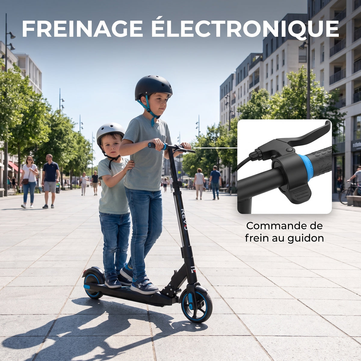Trottinette Électrique Enfant REVO Spark 15 – 150 W – 3 Vitesses – Jusqu’à 15 km/h – Autonomie 8 km